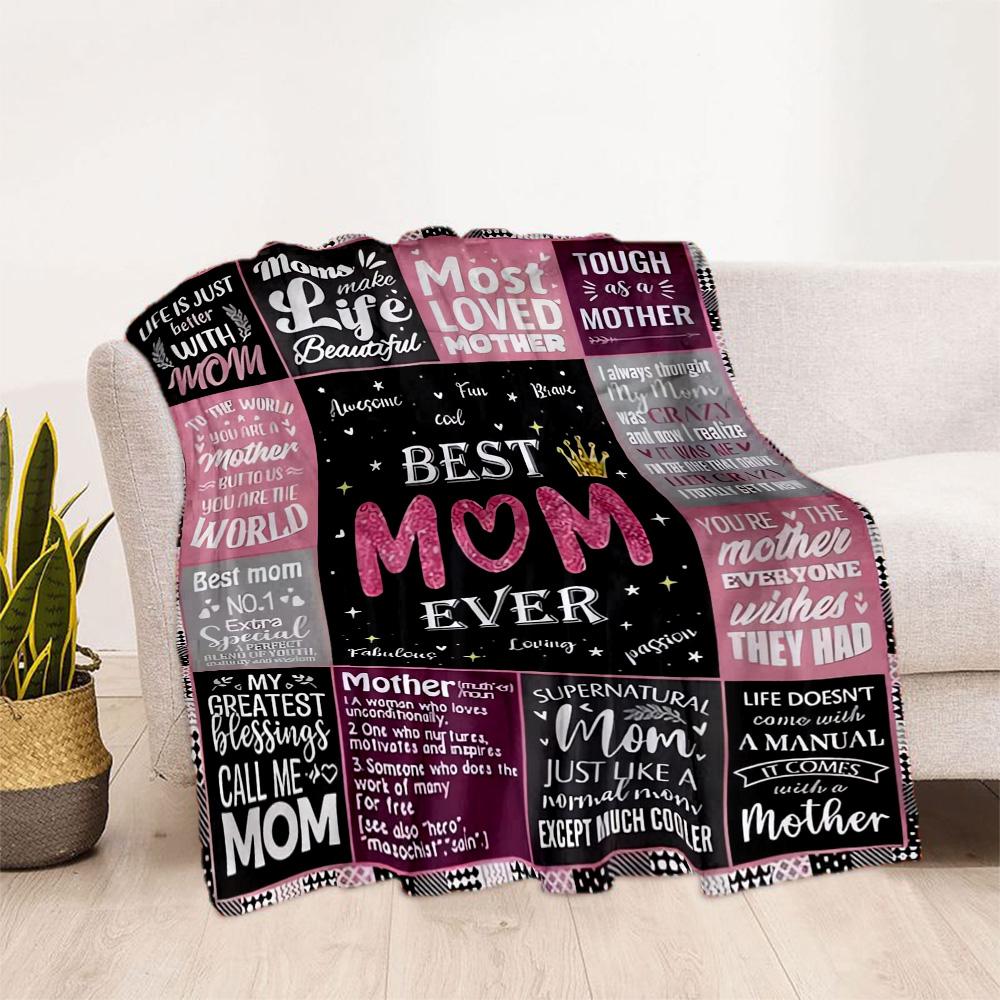 1pc Mom Quotes Blanket Comfortable Soft Lightweight Multi Purpose Blanket for Travel Camping Picnics Sofa Office Bed Living Room Gift for Friends