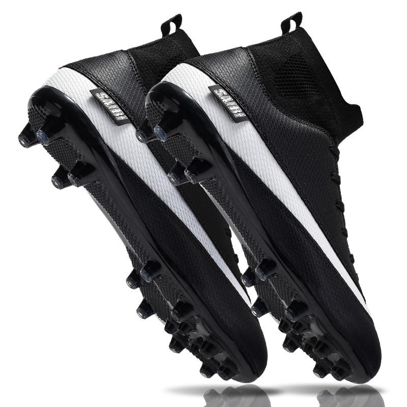 

Мужские футбольные бутсы большого размера 32-46, детские нескользящие футбольные бутсы с высоким берцем и длинными ногтями в помещении и на открытом воздухе 46 чёрный