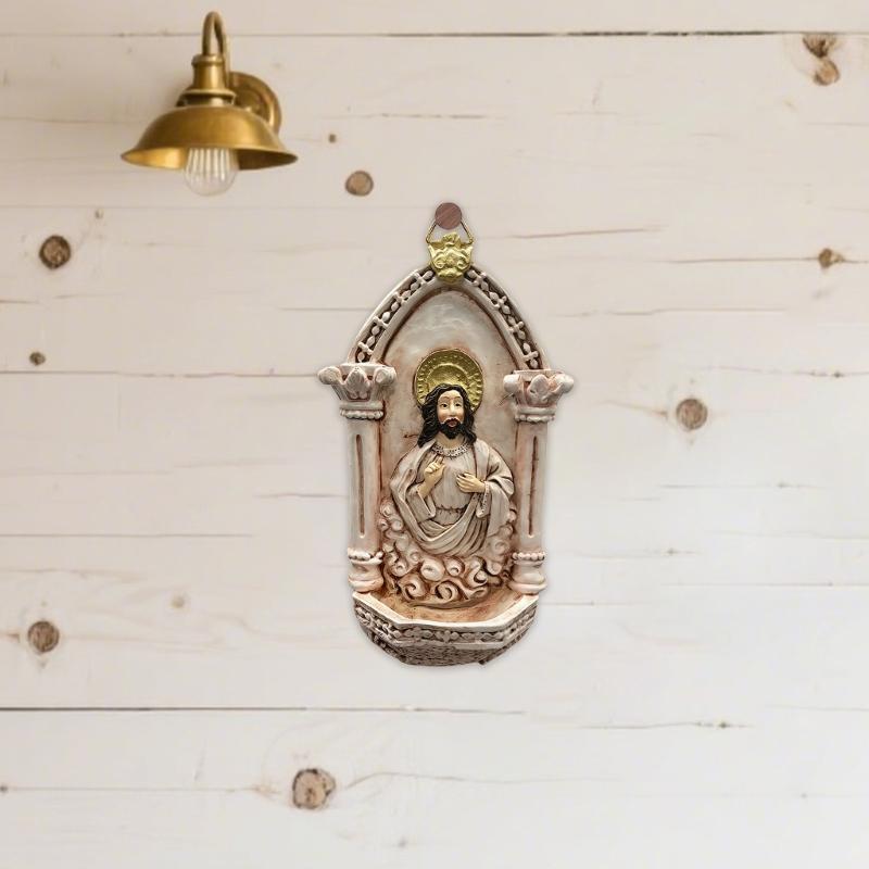 European Themed Resins Wall Decors Ornament Sacred Christian Sculpture Holy Water Font For Spiritual Interior Styling J0MC