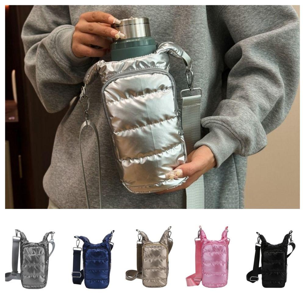 Winter Portable Water Bottle Bag Adjustable Shoulder Strap Waterproof Cup Insulated Protective Cover Shoulder Bag Durable