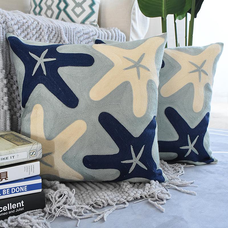 Modern Mediterranean Geometric Sofa Office Sofa Pillow Cute Embroidered Pillowcase Coreless
