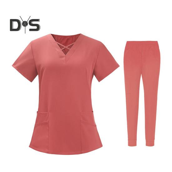 

2 шт./компл. комплект унисекс больничной формы с v-образным вырезом и короткими рукавами, карманы, топы, брюки с эластичной резинкой на талии, быстросохнущие больничные стоматологические скрабы для медсестер, униформа M оранжевый