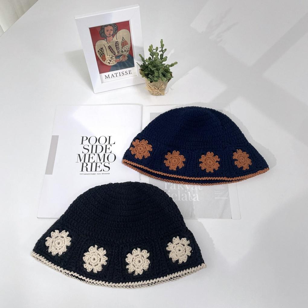 Men's and Women's Daily Bucket Hat Knit Lovely Flower Bucket Hat