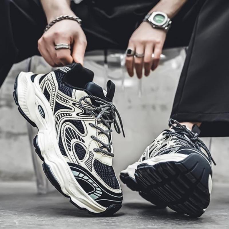 Spring Men's Breathable Mesh Shoes Versatile Thick-soled Sports Shoes Casual Dad Shoes