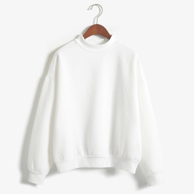 Women's Long Sleeve Sweatshirt Mock Neck Fresh Sweet Pullover Solid Color Casual Top