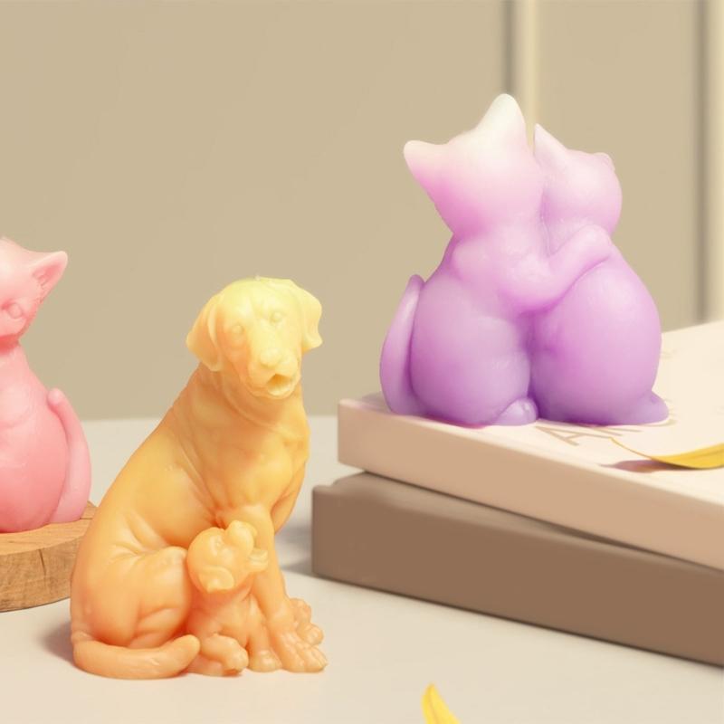 Dog Statue Silicone Candle Molds Food Safe Silicone Temperature Resistant for Resin Casting Candle Soap Home Decoration