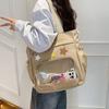 Solid Color Japanese Tote Bag Badge Display Student School Bag Fashion Canvas Crossbody Bag  School