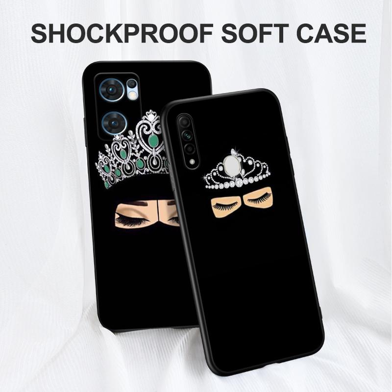 Schwarze TPU-Hülle für Vivo Y30 Y30G Y31 Y53S Y33 Y33S Y33T Y67 Y51 Y51S Y51A 2021 2022 2020 4G 5G Muslimisch Islamisch Gril Queen