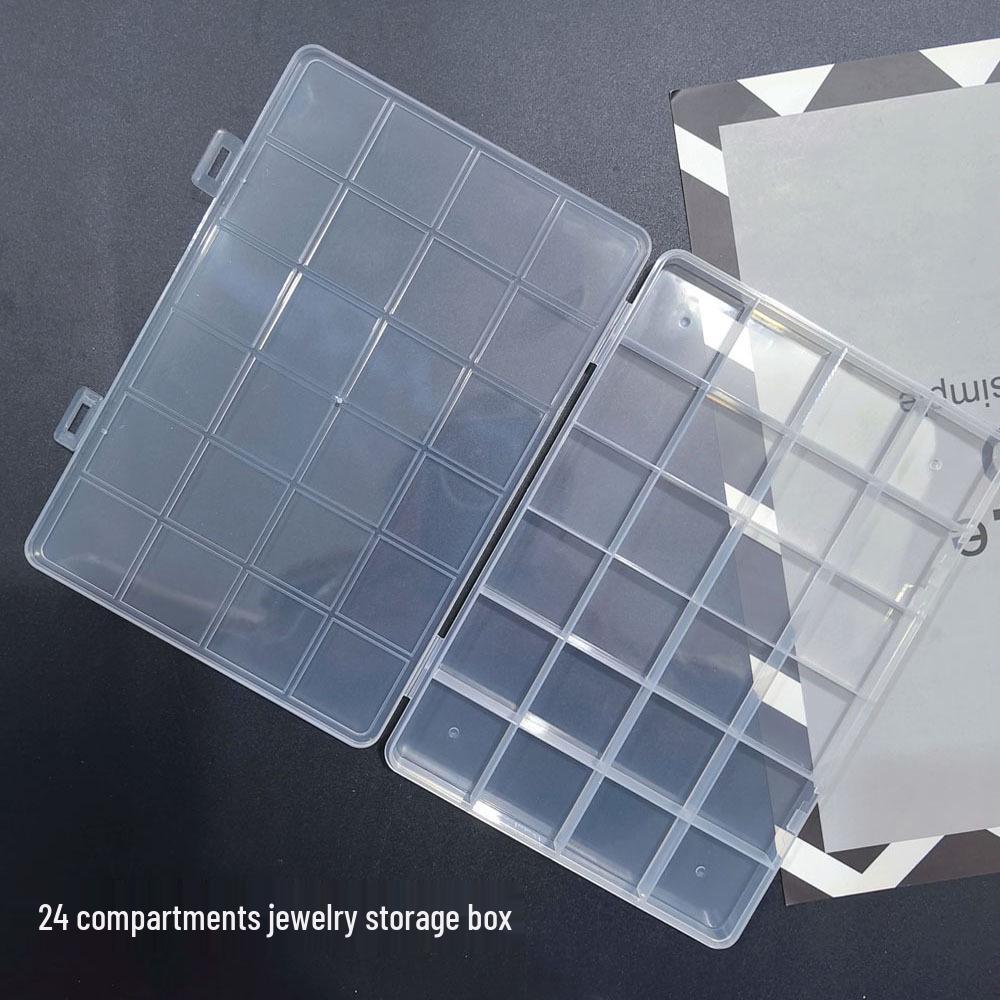 

24-Compartment Transparent Nail Art & Jewelry Storage Box with Fixed Dividers