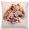 Watercolor Animals Cushion Cover Portrait Head Bighorn Lion Leopard Tiger Bear Eagle Horse Dogs  Home Sofa Throw Pillow Case