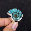 Blue Turquoise In Ammonite Fossil Ring Unique Jewelry Gemstone Ring 925 Sterling Silver Ring Adjustable Ring Handmade Jewelry Gifts for Mom
