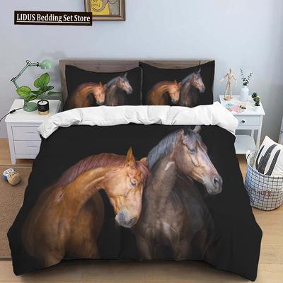 Horses HD Print Bedding Set Double Bed Boys Bed Duvet Covers Pillowcases Comforter Bedding Set Teens King Size Bedding Set