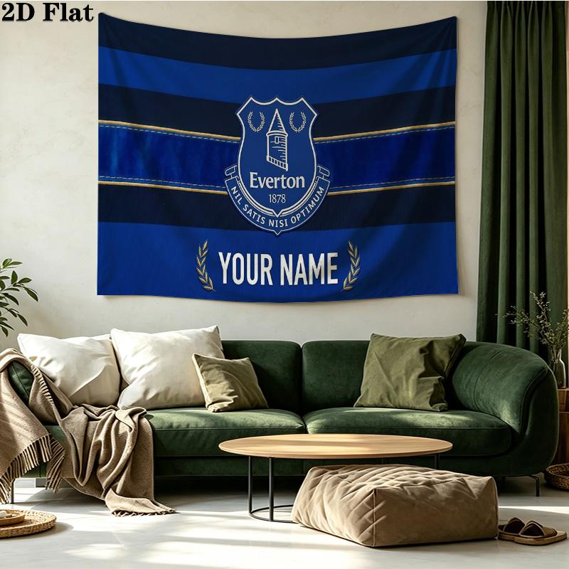 Custom Name Everton Football Club Printed Tapestry – Wall Hanging for Bedrooms, Dorms, and Home Decor