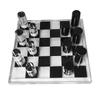 Glass Craft Geometric Crystal Chessboard Chess Transparent Square Tartan Grid King Queen Decorative Figurines Home Decoration