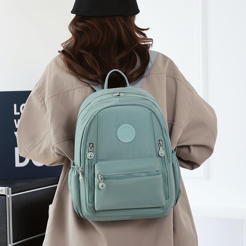 Solid Color Backpack Nylon Women's Backpack Travel Schoolbag