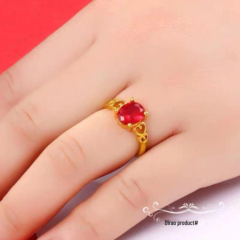 Adjustable Gold-Plated Vietnamese Sand Flower Ring for Women