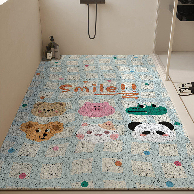 Bathroom Floor Mat Cartoon Wind Silk Ring Non-Slip Mat Shower For The Elderly And Children Bath Floor Mat Anti-Drop Mat Can Be