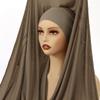 Hijab in Chiffon Istantaneo Più Recente con Fibbia Magnetica Colore Unito Sciarpa Hijab Musulmana Turban Islamico Fascia alla Moda Sciarpa