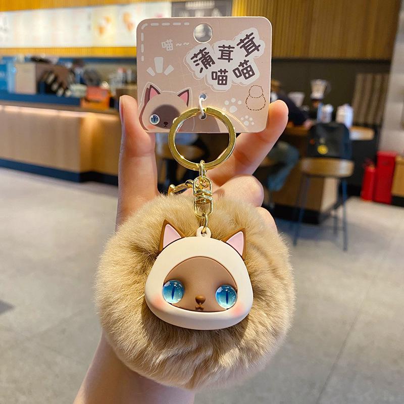 Original Cartoon Meow Meow Series Keychain: Cute Bag Charm & Car Hook Keyring