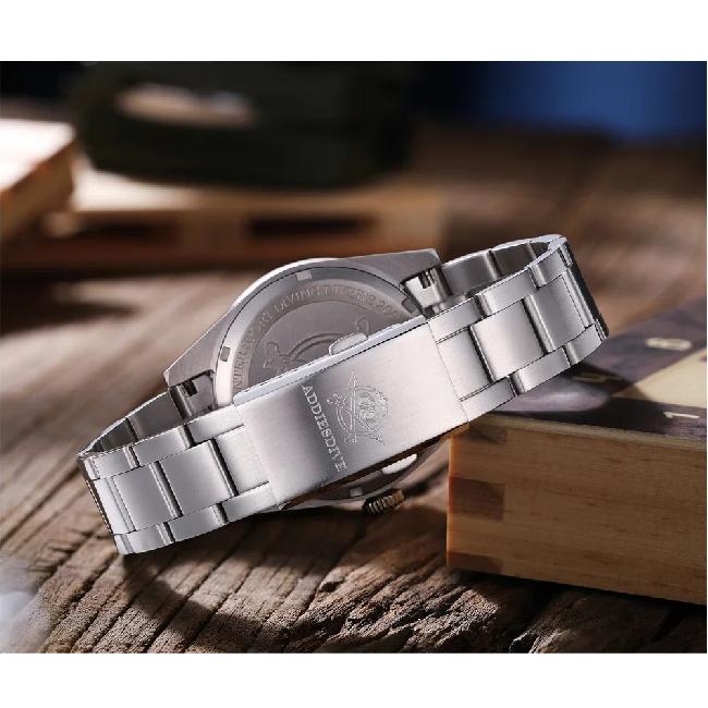 ADDIESDIVE Hot Sale GMT Quartz Watch Stainless Steel Bubble Mirror Glass BGW9 Super Luminous Men's Watches AD2035 NEW Waterproof