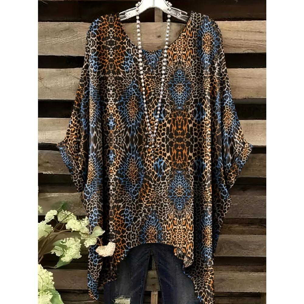 Damska Koszulka z Nadrukiem Zwierzęcym Modny Top do Formalnych Okazji Można Prać w Pralce Codzienny Damski T-shirt z Krótkim Rękawem Wygodne Vintage Odzież