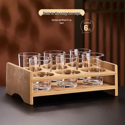 Shijin Crystal Glass Graduated Baijiu Cups Set with Bamboo Rack