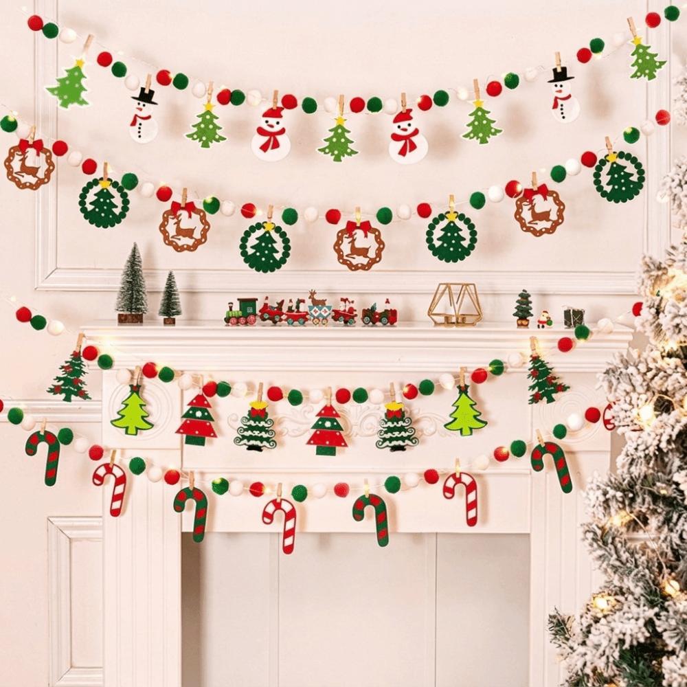 Cartoon Christmas Luminous Banner Santa Claus LED Light String Xmas Wall Ornaments Room Background