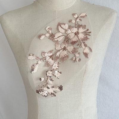 Mesh Lace Flower 2pc Colorful Sequins Hand Sewing Diy Embroidered Cloth Stickers Skirt Decoration Accessories Patch Dance Clothes