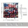 ~O~Vintage Patriotic Shower Curtain - American Flag & Roses, 72x72", 12 Hooks, Fade-Resistant, Machine Washable, High-Def Print
