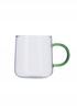 HEAT-RESISTANT GLASS MUGS WITH COLORFUL EARS 300ml SET OF 6