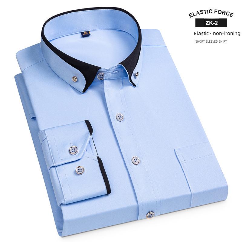 Cămașă business pentru bărbați, cu nasturi în formă de diamant, elastică, fără călcare, cu mânecă lungă și ușoară, pentru primăvară