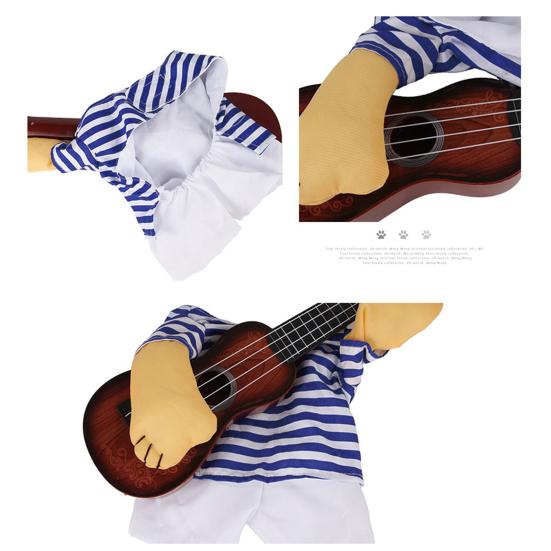 Halloween Haustier Verwandlungskleid Lustiges Gitarristen-Outfit für Hunde Katzen Haustier Stehkleid für Festivals Partys