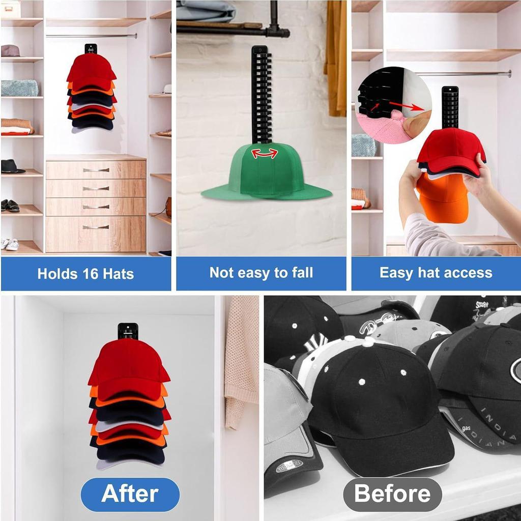 Wall-Mounted Baseball Cap Storage & Display Rack