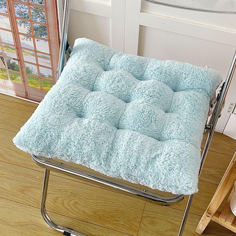 Double-Sided Long Plush Seat Cushion – Soft, Solid Color Chair Pad for Home, Balcony, Tatami Floor Mat, or Student Chair.