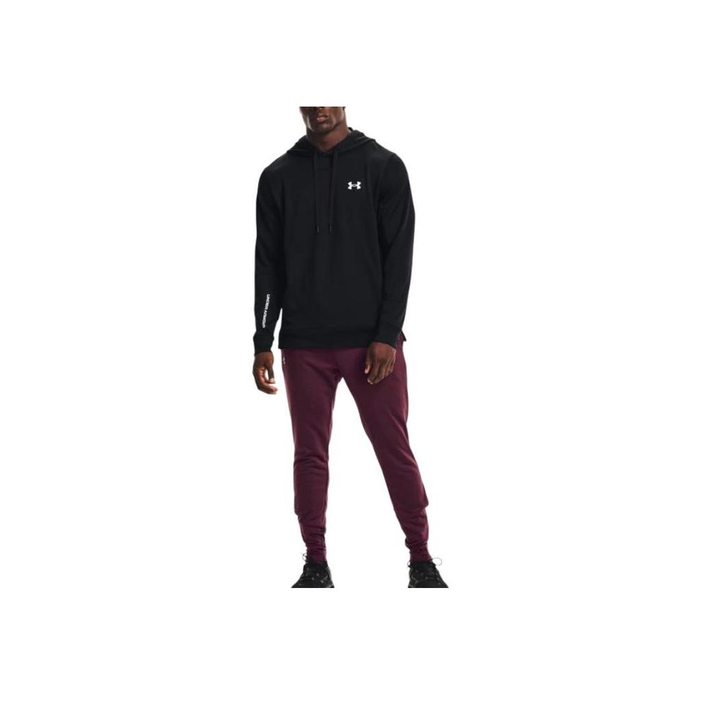 Under Armour Düz Renk Bağcıklı Kapüşonlu Sweatshirt Uzun Kollu Erkek Üstleri Siyah 1366259-001