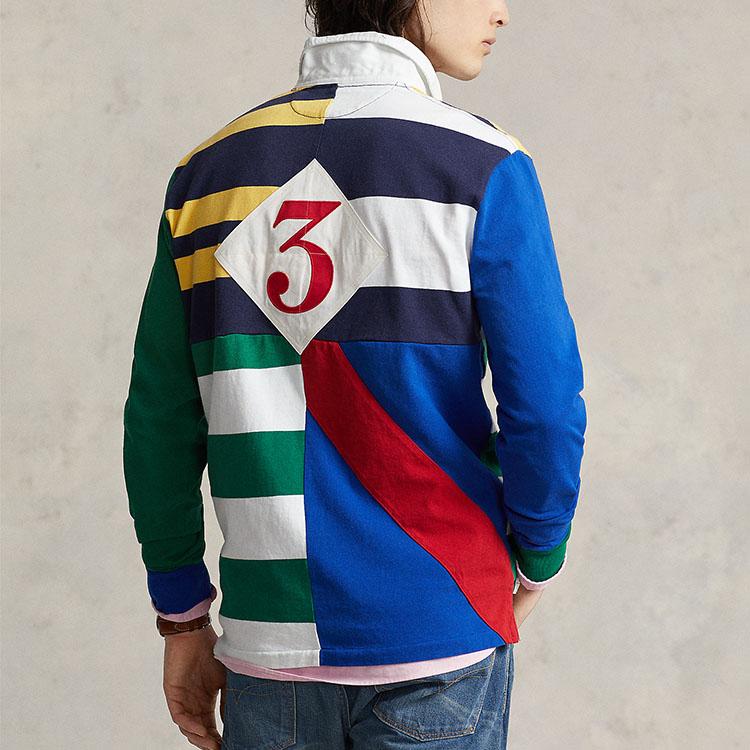 Polo Ralph Lauren SS23 Striped Color Block Badge Print Long Sleeve Polo Shirt Men tops Multicolor MNPOKNI16822736-410