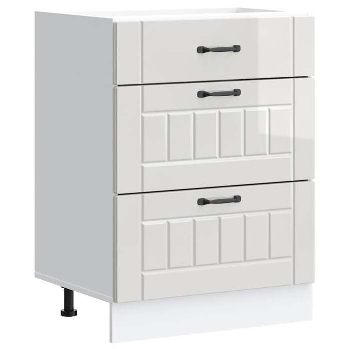 VidaXL Armoire de cuisine Lucca blanc brillant bois ingénierie, meuble d'évier, meuble de cuisine avec tiroir, meuble de 854271
