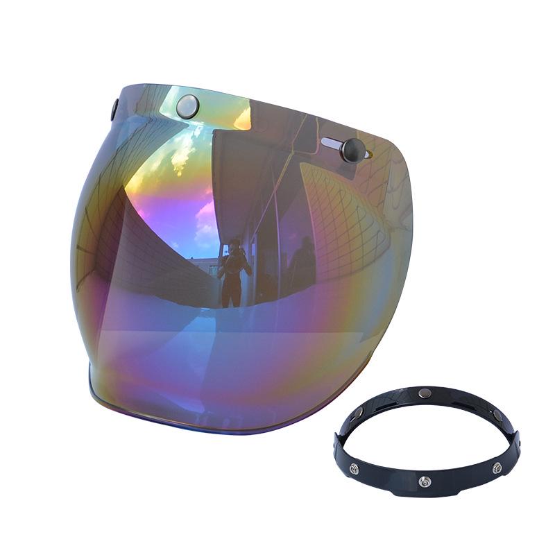 Retro Motorcycle Helmet with Flip-Up Three-Snap Bubble Visor цветной