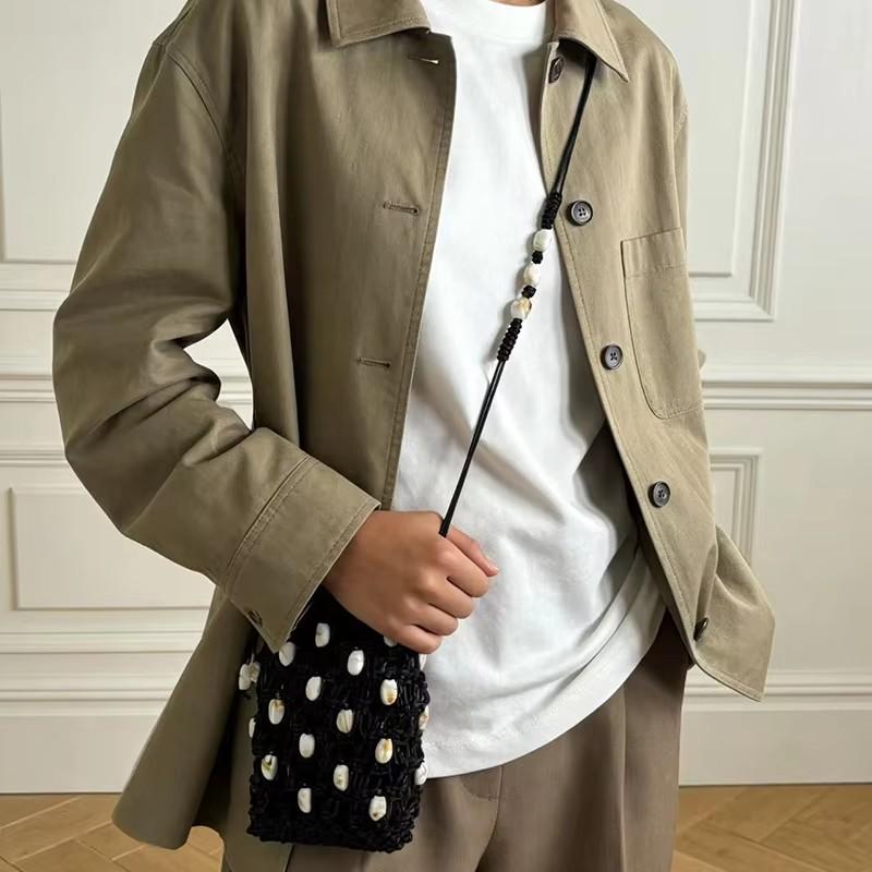 Yogodlns Modna torebka na telefon crossbody z wycięciami Ręcznie robiona Wszechstronna torebka z koralikami Codzienna Lekka torba na ramię dla kobiet