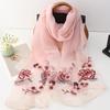 Four Season Silk Wool Scarf Women Hijab Pashmina Shawls Wrap Bandana Blanket Floral Pashmina Embroidery Scarves Foulard Femme