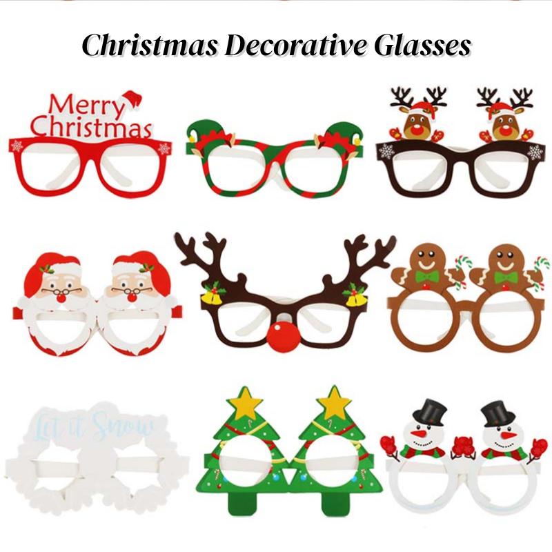 9PCS 3D Paper Christmas Snowman Glasses for Kids Party Decoration Unisex Eyewear Photography Props