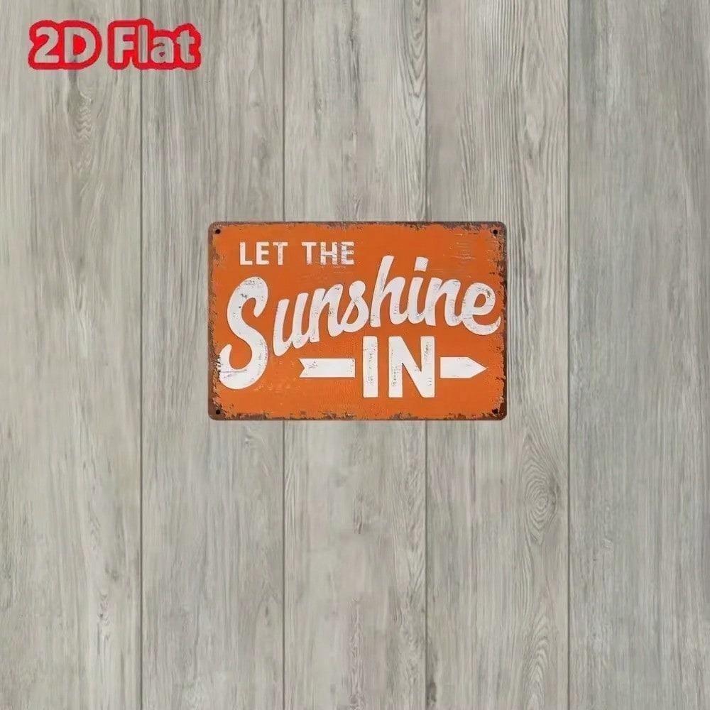 Distinctive Let The Sunshine In Metal Sign Vintage Rustic Iron Wall Art Home Cafe