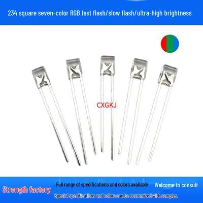 Rainbow RGB Self-Flashing LED: High-Brightness Square Transparent Lamp with Fast and Slow Flash Modes
