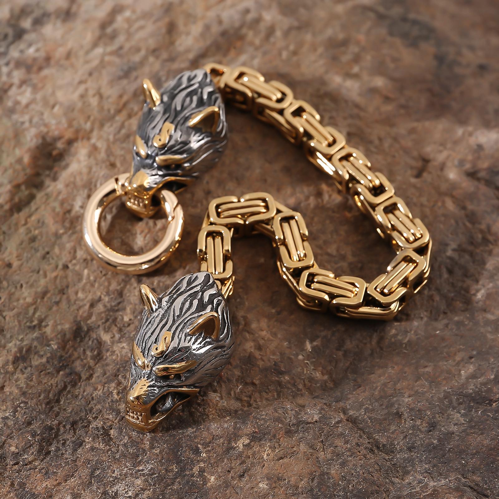 Взрывоопасный браслет из нержавеющей стали с головой волка викингов — фото 5