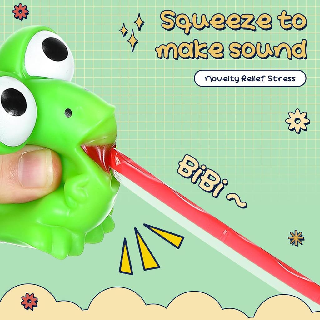 2pcs Stress Frog Toys Tongue Sticking Out Novelty Relief Squeeze Dinosaur Toy Sensory Toy Gift for Kids Adult Party