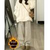 2025 Women's High-Waisted Fleece-Lined Wide-Leg Striped Pants for Autumn/Winter