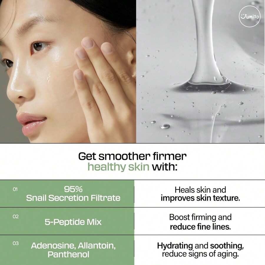 Jumiso Snail Mucin 95% + Peptide Essence 140ml | Hydrating Serum With Snail, Face Moisturizer For Dry Skin, Daily Deep Hydration, Korean Skincare