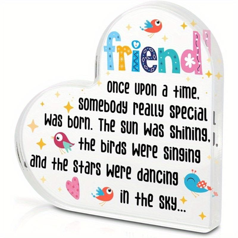 Cartoon Birds Friendship Heart - Inspirational Acrylic Gift for Best Friends & Coworkers