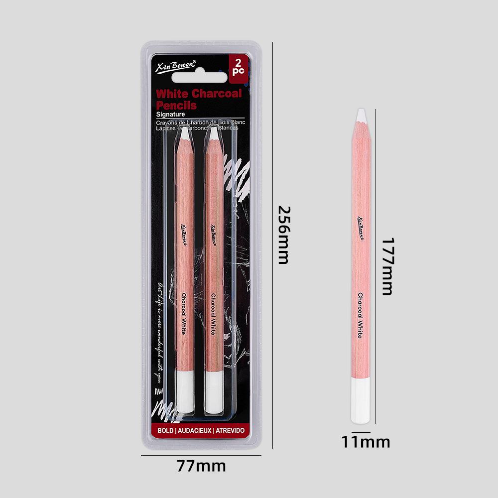 Solid Core White Charcoal Pencil Set for Drawing and Sketching – Thickened Carbon Highlight Pencils, Ideal for Art Students.