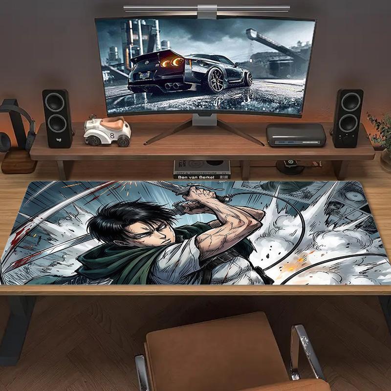 Levi Ackerman Print Cushion Non-slip Laptop Tablet Big Mousepad XXL Mat Mini PC Playmat With Lock edge